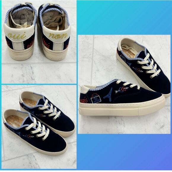 New in Box Soludos Navy Paris Platform Sneakers Sz 8 - Picture 1 of 12